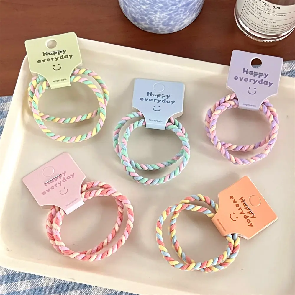 Pink Braided Hair Rope for Girls High Ponytail