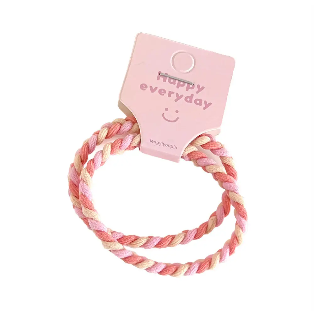 Pink Braided Hair Rope for Girls High Ponytail