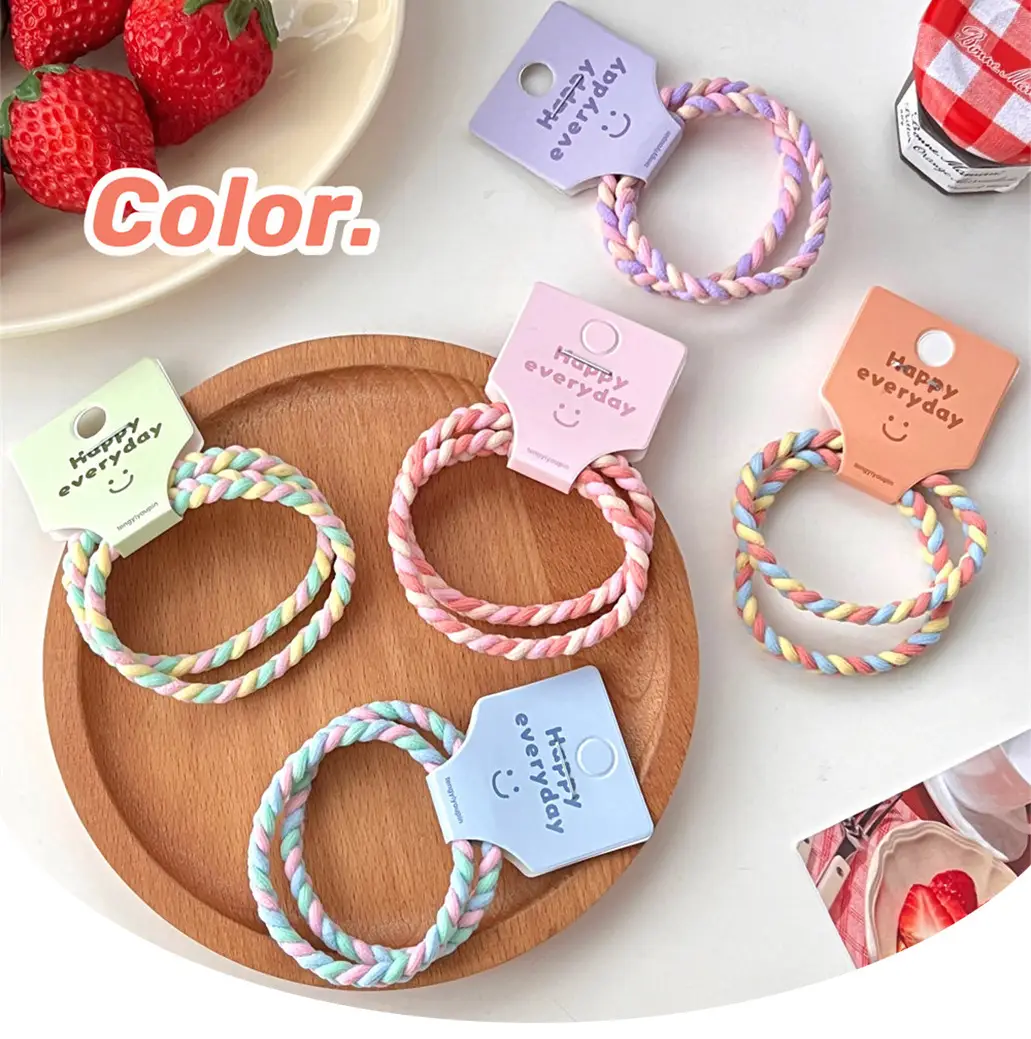 Pink Braided Hair Rope for Girls High Ponytail — feature 1