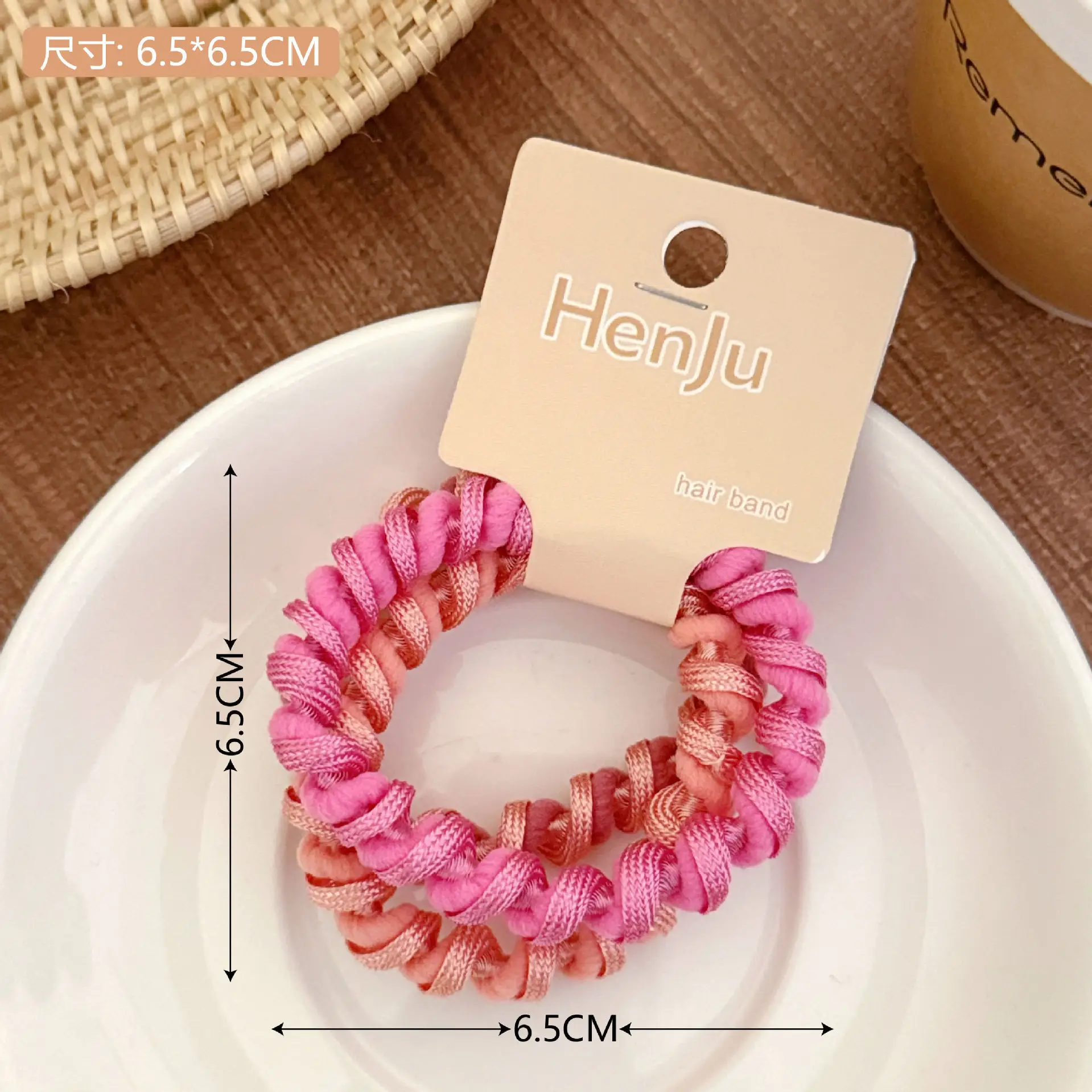Pink Braided Hair Rope for Girls High Ponytail
