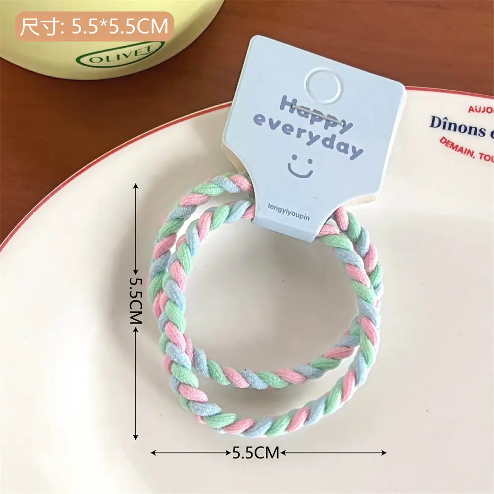 Pink Braided Hair Rope for Girls High Ponytail