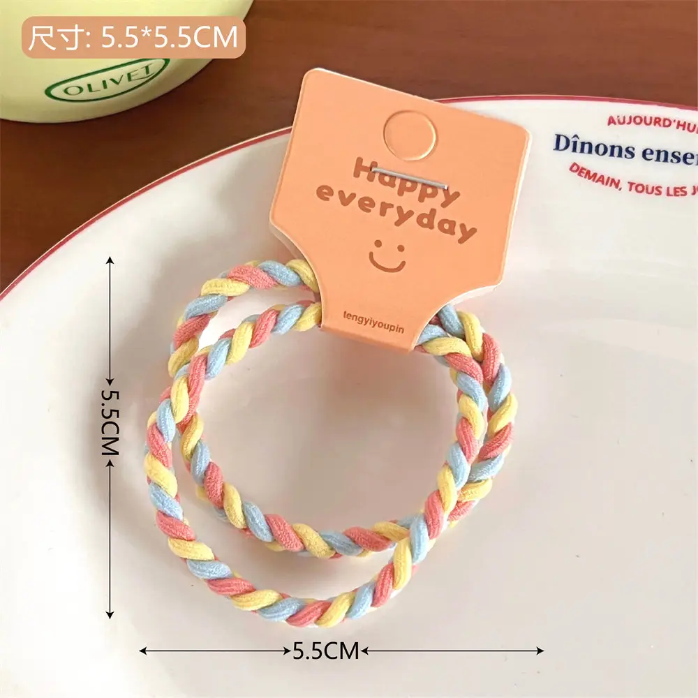 Pink Braided Hair Rope for Girls High Ponytail