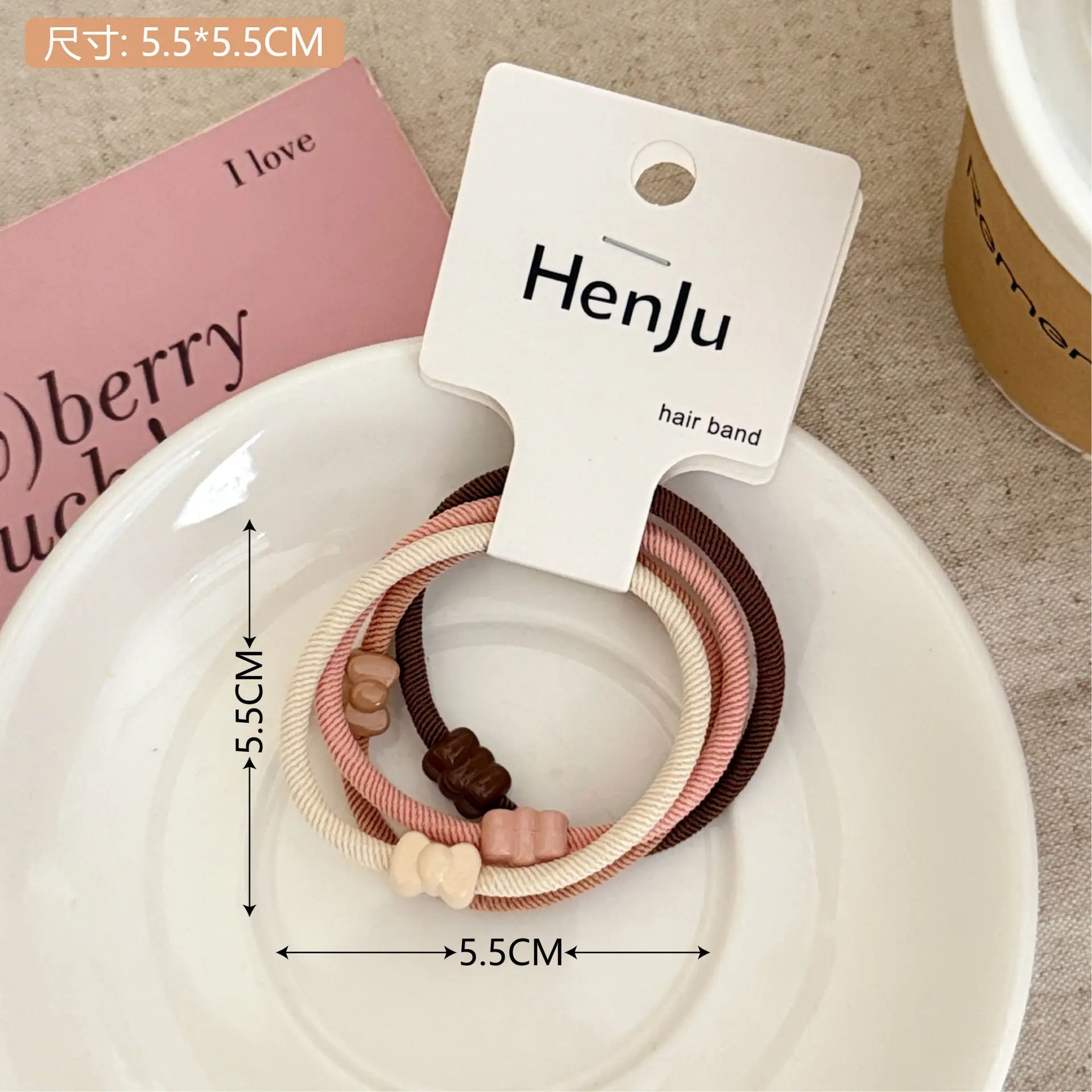 Pink Braided Hair Rope for Girls High Ponytail