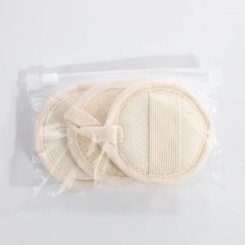 8*8 beige edge loofah slices (zipper bag 3)