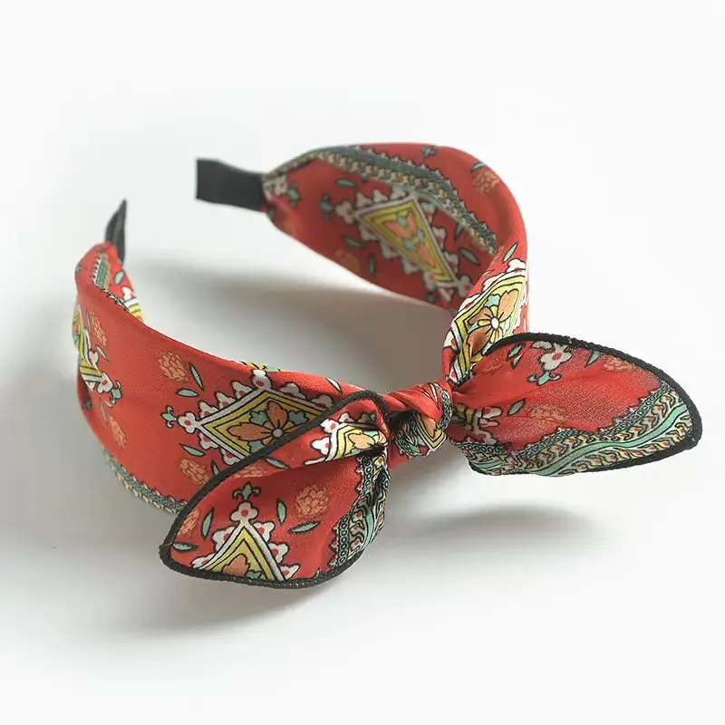 Blue Bandana Bow Headband for Women - Image 2