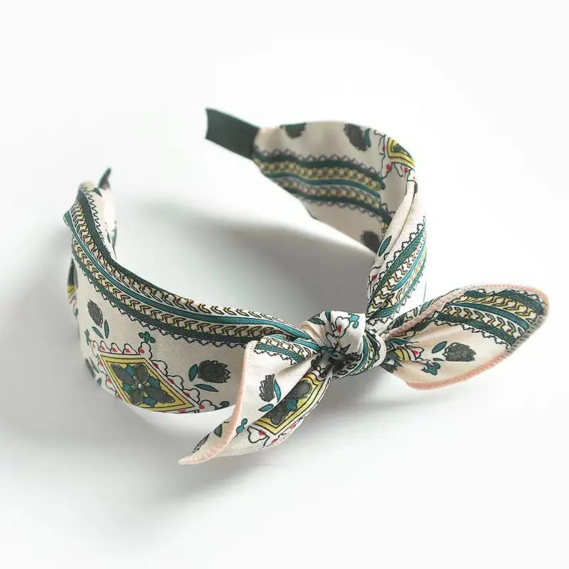 Blue Bandana Bow Headband for Women - Image 3