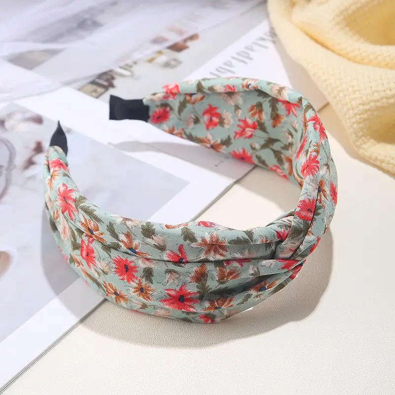 Blue Bandana Bow Headband for Women - Image 77