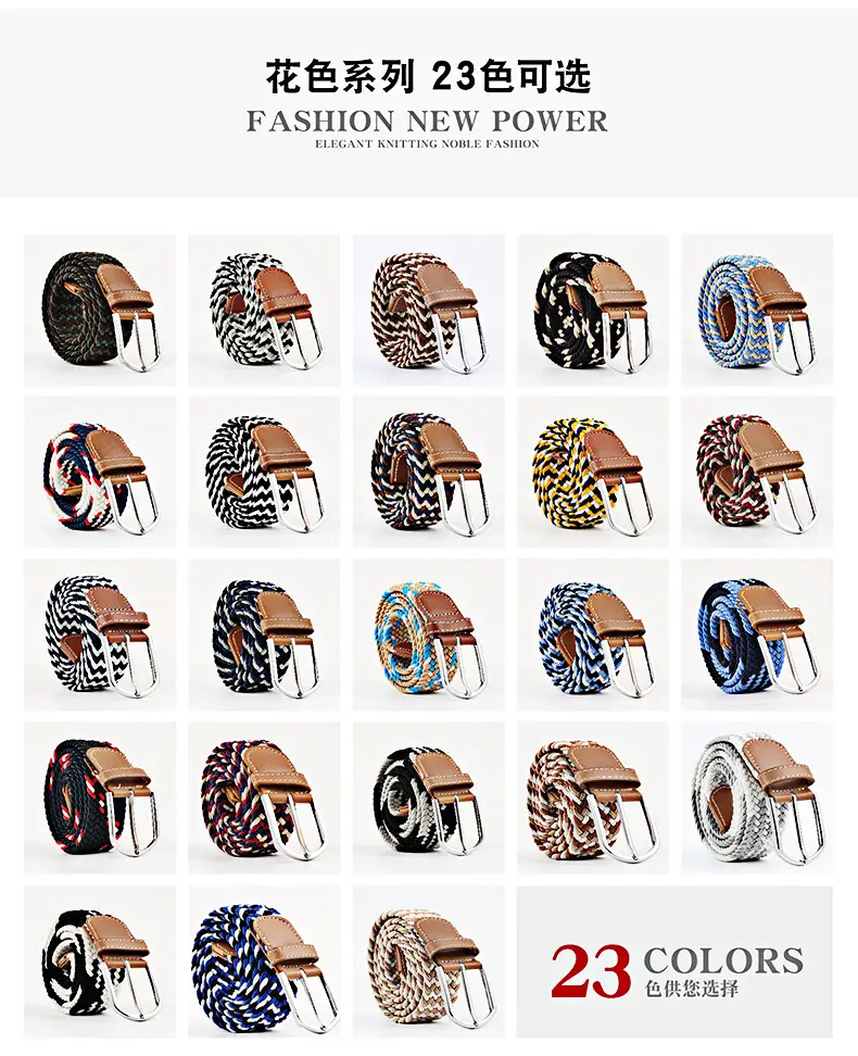 Blue White Red Knitted Belt for Women Men — feature 14