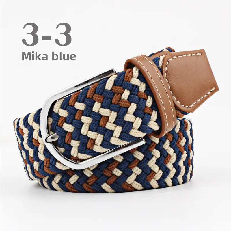 Blue White Red Knitted Belt for Women Men