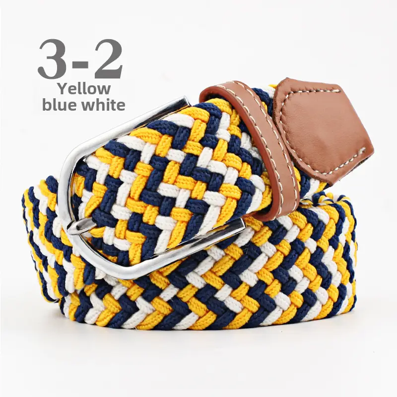 Blue White Red Knitted Belt for Women Men