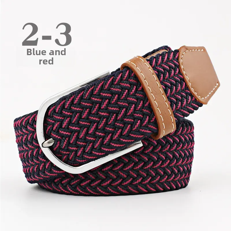 Blue White Red Knitted Belt for Women Men