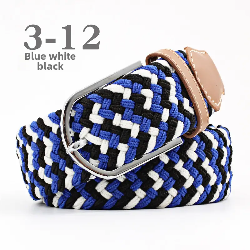 Blue White Red Knitted Belt for Women Men