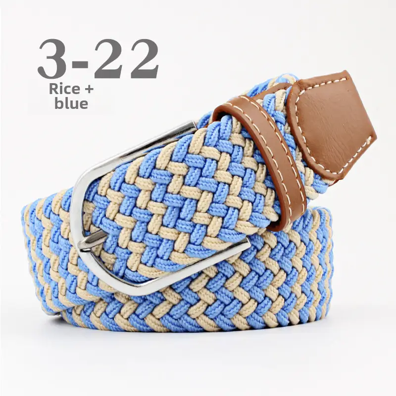Blue White Red Knitted Belt for Women Men