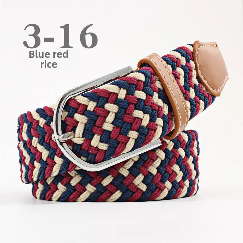 Blue White Red Knitted Belt for Women Men