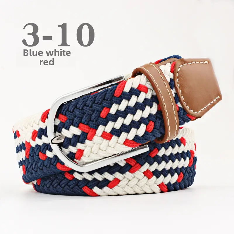 Blue White Red Knitted Belt for Women Men