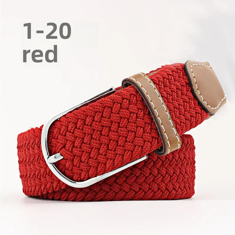 Blue White Red Knitted Belt for Women Men