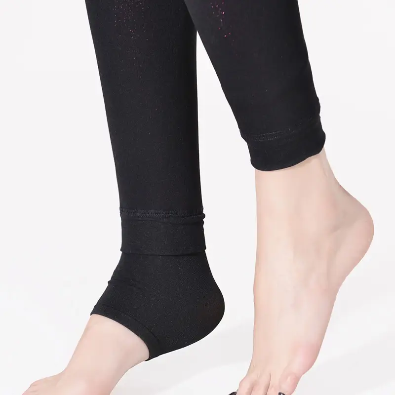 Korean Velvet Padded Foot Leggings Black Winter - Image 7