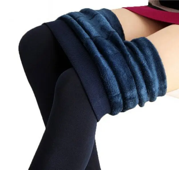 Women's Velvet Padded Winter Leggings Pearl Color - Image 4