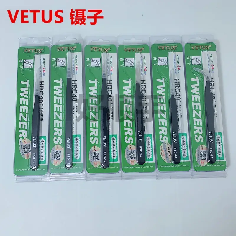 Stainless Steel Anti-Static Tweezers Gold Label