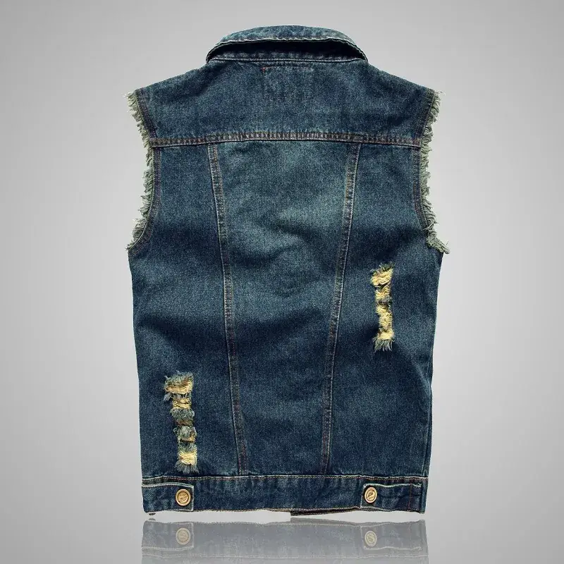 Men Sleeveless Denim Vest 2025 Slim Fit Plus Size - Image 29
