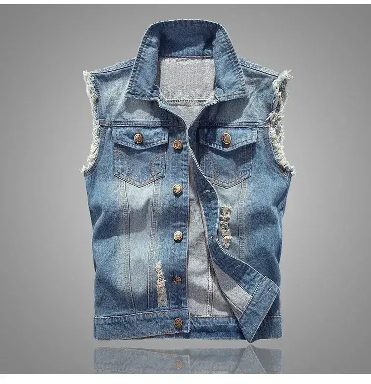 Men Sleeveless Denim Vest 2025 Slim Fit Plus Size - Image 19