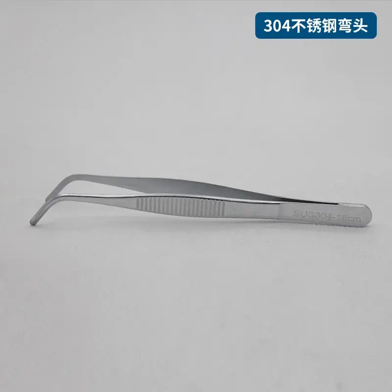 304 Anti-Iodophor Tweezers Round Head Elbow Toothed - Image 6