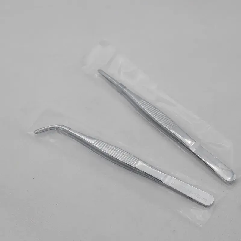 304 Anti-Iodophor Tweezers Round Head Elbow Toothed - Image 8
