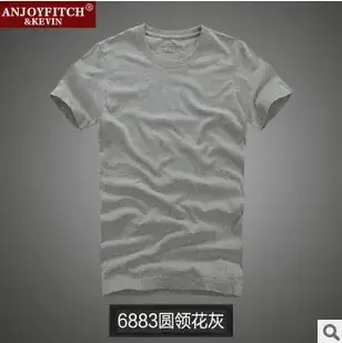 Men's Grey Cotton T-Shirt Slim Fit Casual Wash - Image 2