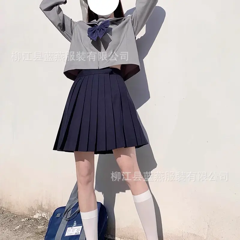 Women Navy Blue Pleated Skirt Large Swing 2021 - Image 11