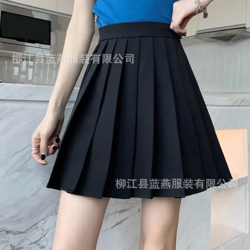 Women Navy Blue Pleated Skirt Large Swing 2021 - Image 12