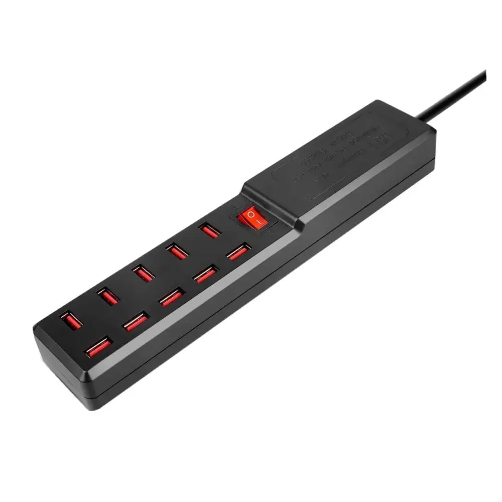 White 10-Port USB Charger for British & American UK Mobile Phones