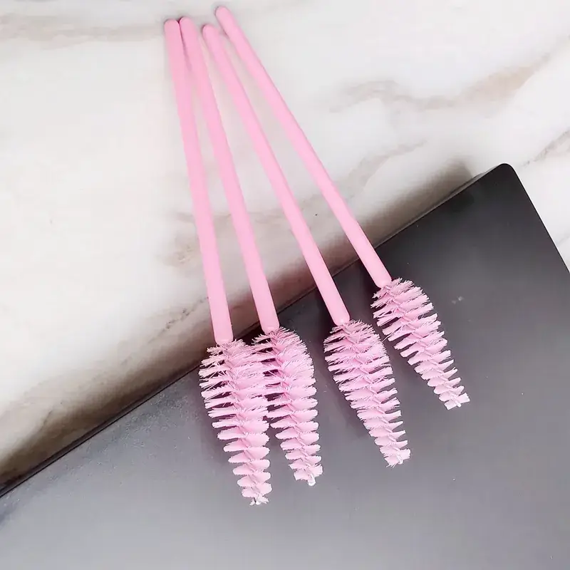 Disposable Pink Eyelash Brushes Set of 10