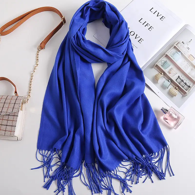 2025 New Solid Color Scarf, Versatile for Men and Women, Gift Long Scarf, Faux Cashmere Tassel Air Conditioning Shawl for Winter - Image 10
