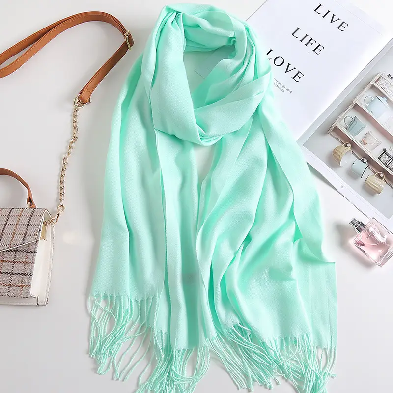2025 New Solid Color Scarf, Versatile for Men and Women, Gift Long Scarf, Faux Cashmere Tassel Air Conditioning Shawl for Winter - Image 11