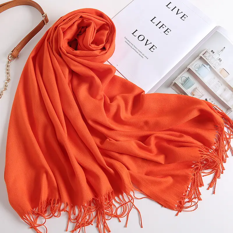 2025 New Solid Color Scarf, Versatile for Men and Women, Gift Long Scarf, Faux Cashmere Tassel Air Conditioning Shawl for Winter - Image 12