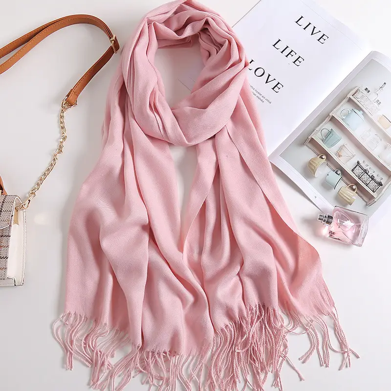 2025 New Solid Color Scarf, Versatile for Men and Women, Gift Long Scarf, Faux Cashmere Tassel Air Conditioning Shawl for Winter - Image 13