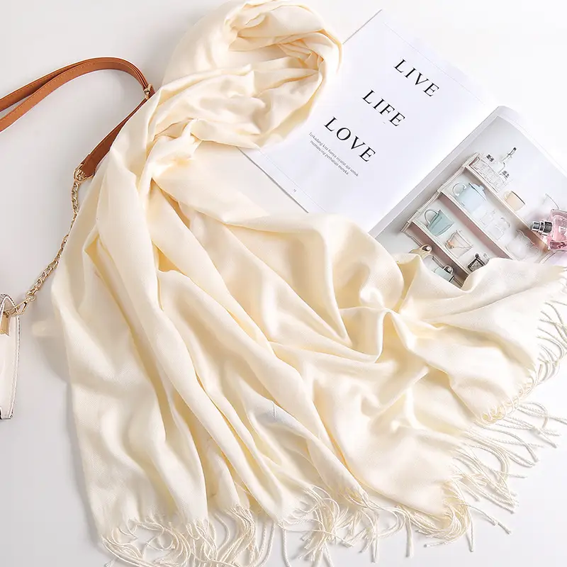 2025 New Solid Color Scarf, Versatile for Men and Women, Gift Long Scarf, Faux Cashmere Tassel Air Conditioning Shawl for Winter - Image 14