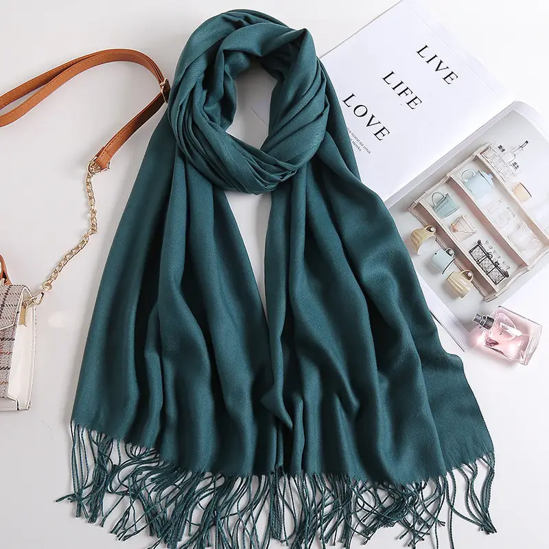 2025 New Solid Color Scarf, Versatile for Men and Women, Gift Long Scarf, Faux Cashmere Tassel Air Conditioning Shawl for Winter - Image 16