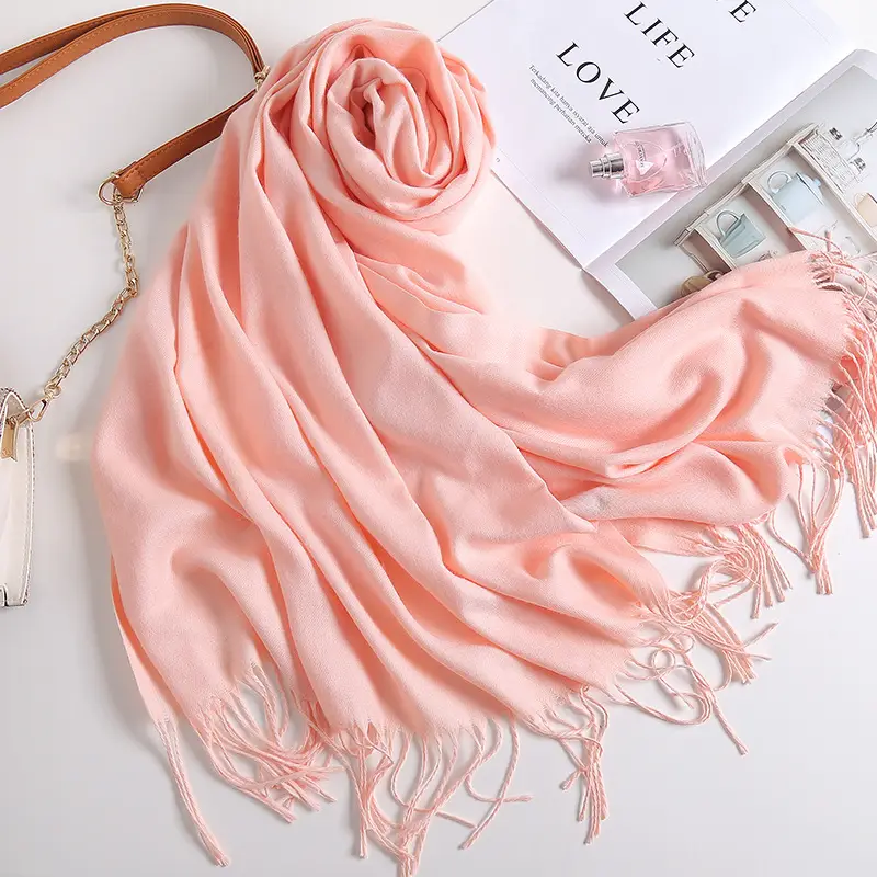 2025 New Solid Color Scarf, Versatile for Men and Women, Gift Long Scarf, Faux Cashmere Tassel Air Conditioning Shawl for Winter - Image 17