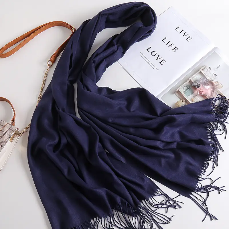 2025 New Solid Color Scarf, Versatile for Men and Women, Gift Long Scarf, Faux Cashmere Tassel Air Conditioning Shawl for Winter - Image 3