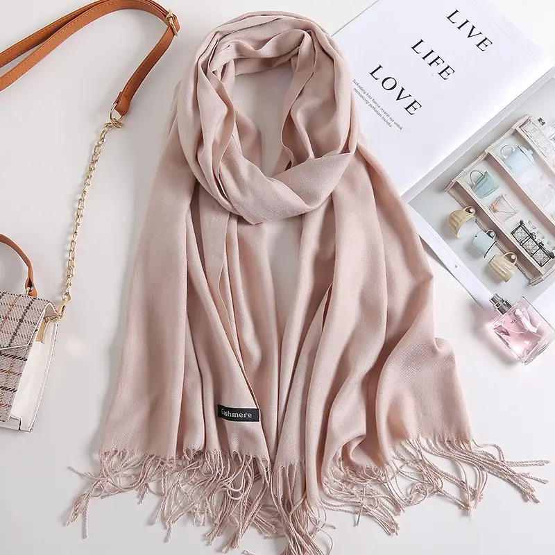 2025 New Solid Color Scarf, Versatile for Men and Women, Gift Long Scarf, Faux Cashmere Tassel Air Conditioning Shawl for Winter - Image 4