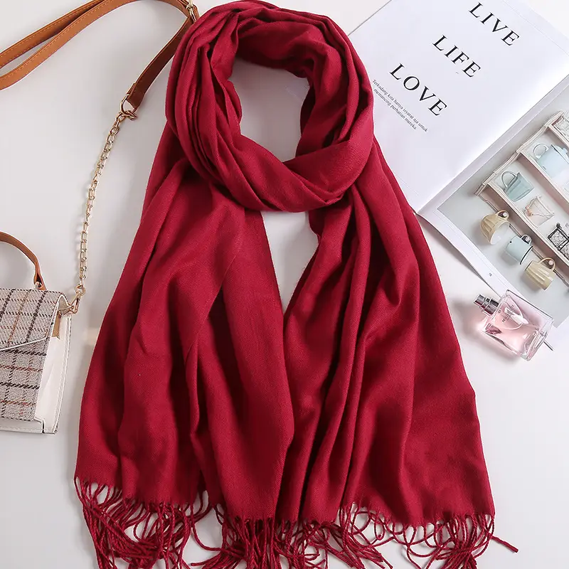 2025 New Solid Color Scarf, Versatile for Men and Women, Gift Long Scarf, Faux Cashmere Tassel Air Conditioning Shawl for Winter - Image 5