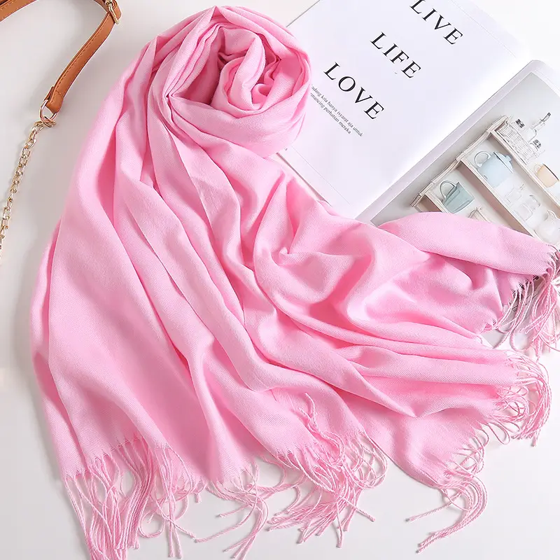 2025 New Solid Color Scarf, Versatile for Men and Women, Gift Long Scarf, Faux Cashmere Tassel Air Conditioning Shawl for Winter - Image 6