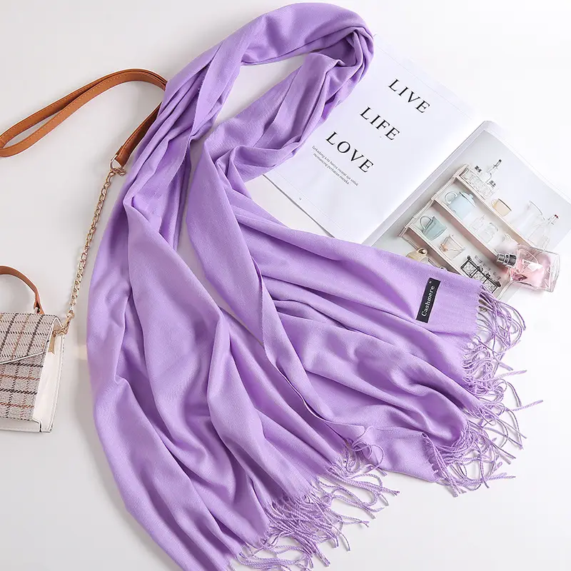 2025 New Solid Color Scarf, Versatile for Men and Women, Gift Long Scarf, Faux Cashmere Tassel Air Conditioning Shawl for Winter - Image 8