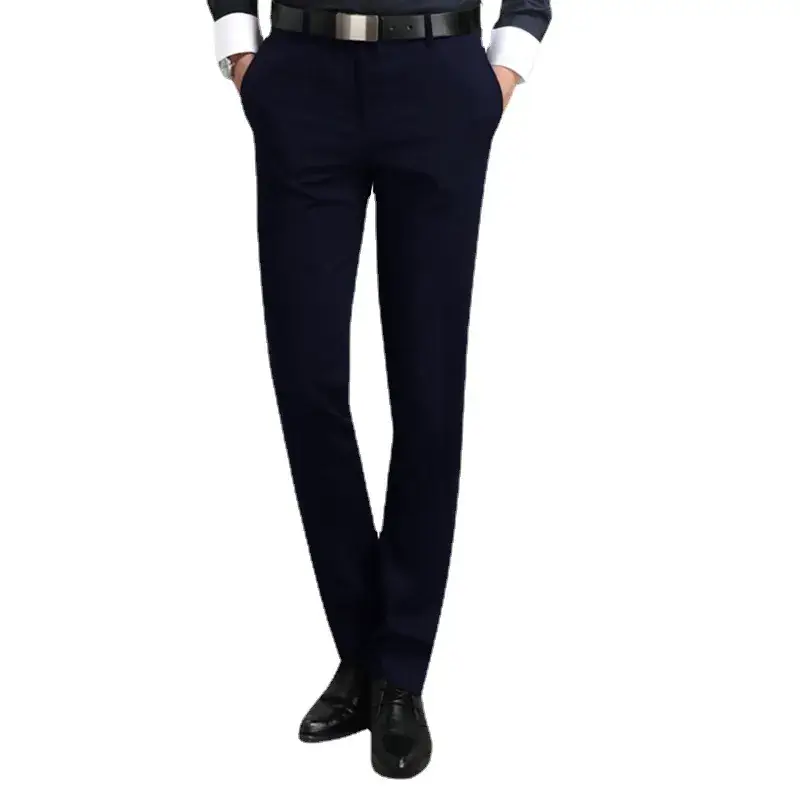 Men's Slim Fit Western Trousers Black Middle Age