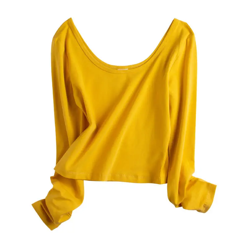 Women Slim Fitting Red Long Sleeve Top with Double U Neck - Image 13