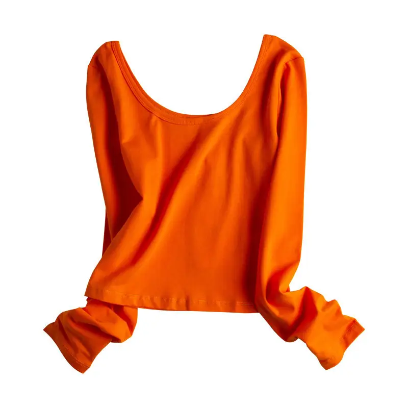 Women Slim Fitting Red Long Sleeve Top with Double U Neck - Image 8