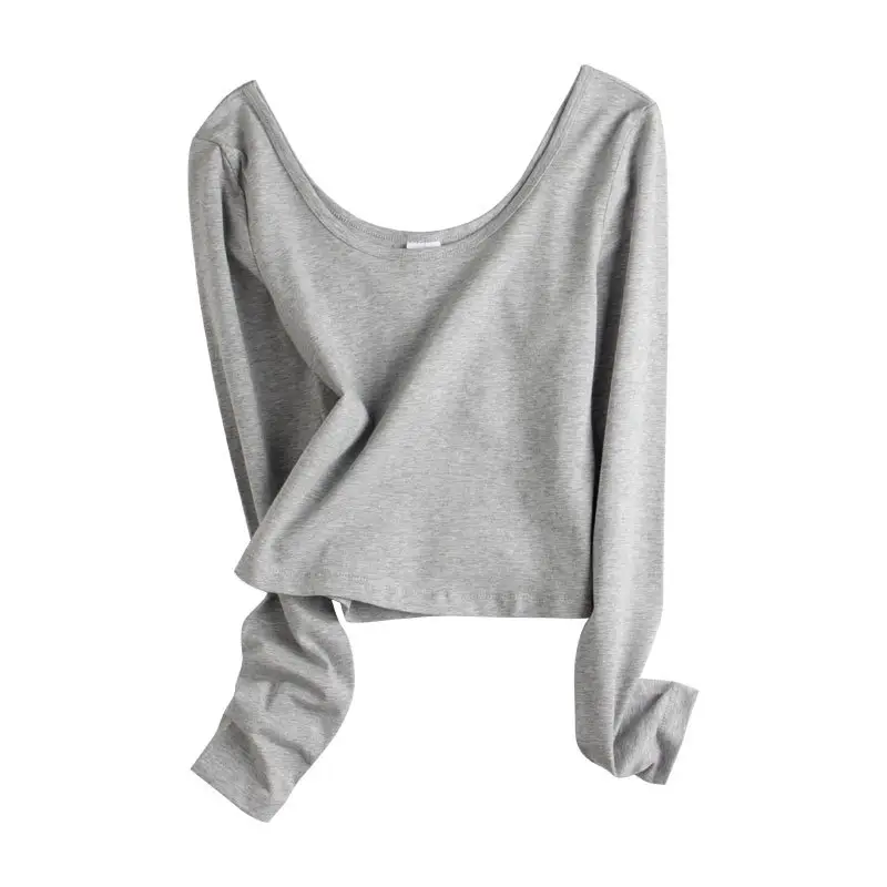 Women Slim Fitting Red Long Sleeve Top with Double U Neck - Image 2