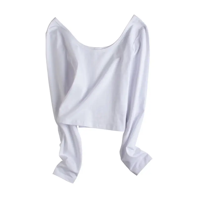Women Slim Fitting Red Long Sleeve Top with Double U Neck - Image 3