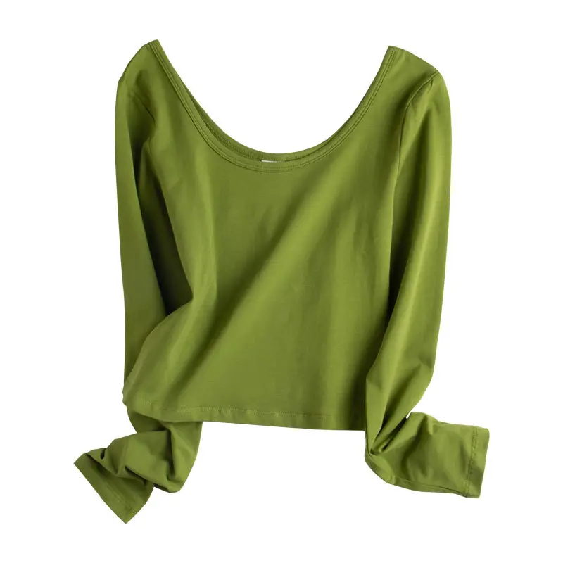 Women Slim Fitting Red Long Sleeve Top with Double U Neck - Image 6